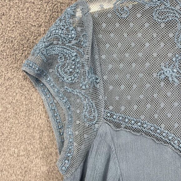 Kimchi Blue Dress Womens Small Blue Embroidered Lace Mesh Boho Flare Lined - Picture 4 of 16